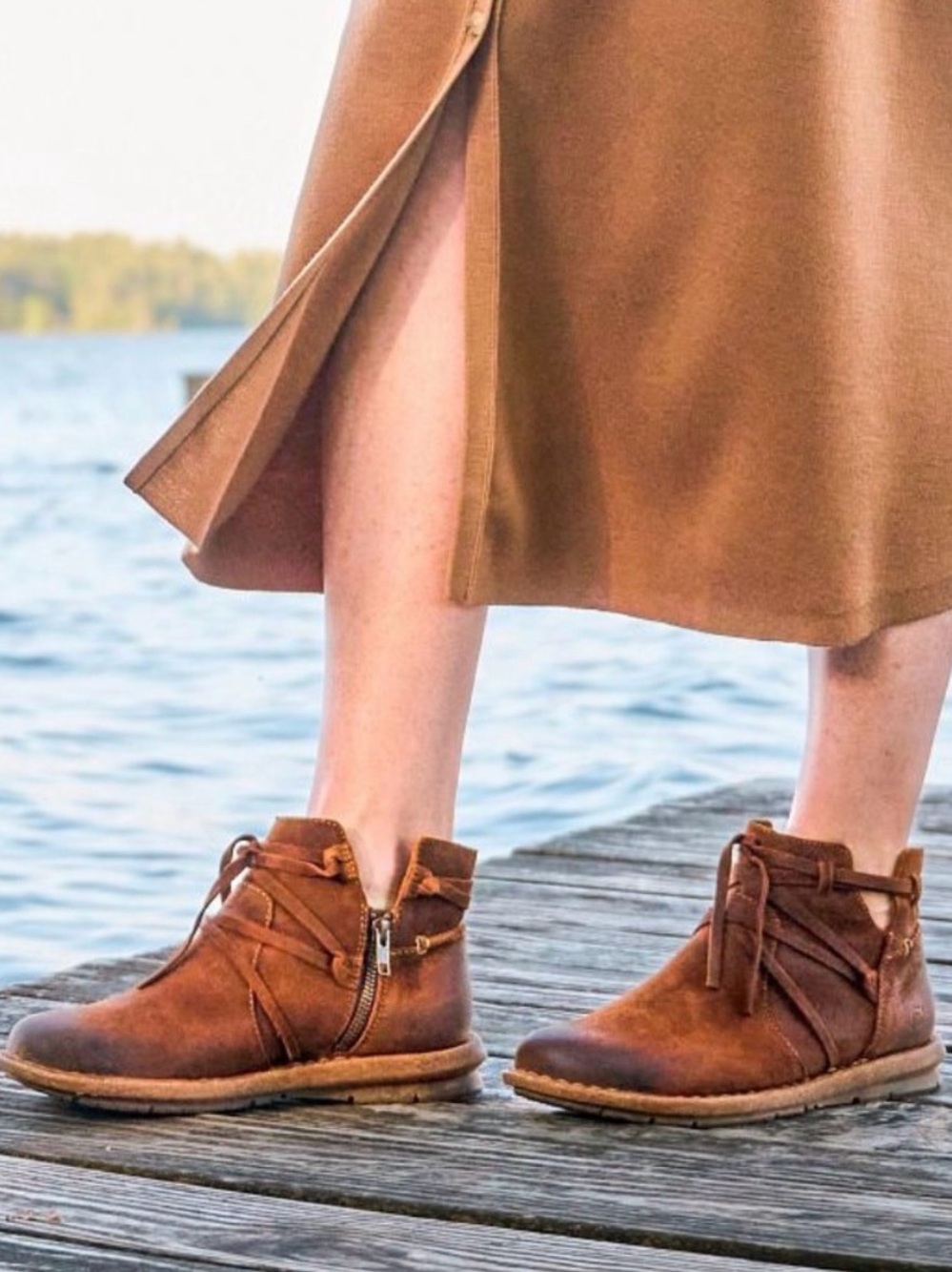 Born Tarmiln Leather Bootie Sz in Glazed Ginger Brown 6.5